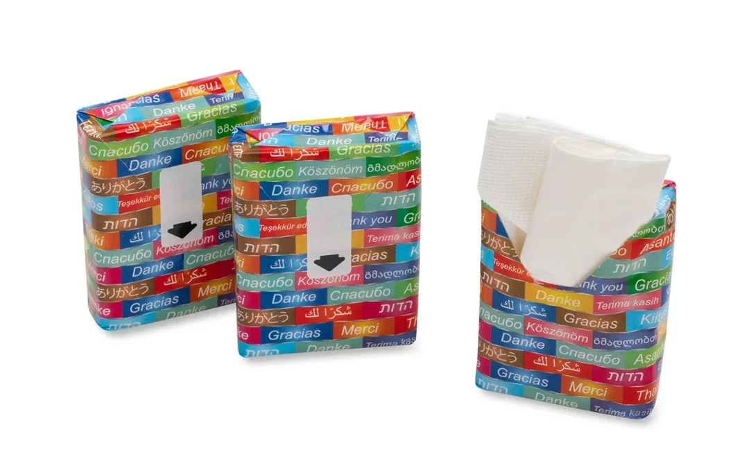 Mini-Taschentücher in Papier-Verpackung