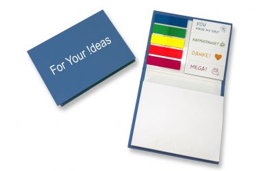 Hardcover-Booklet mit Haftnotizen + Index + Sprüchen